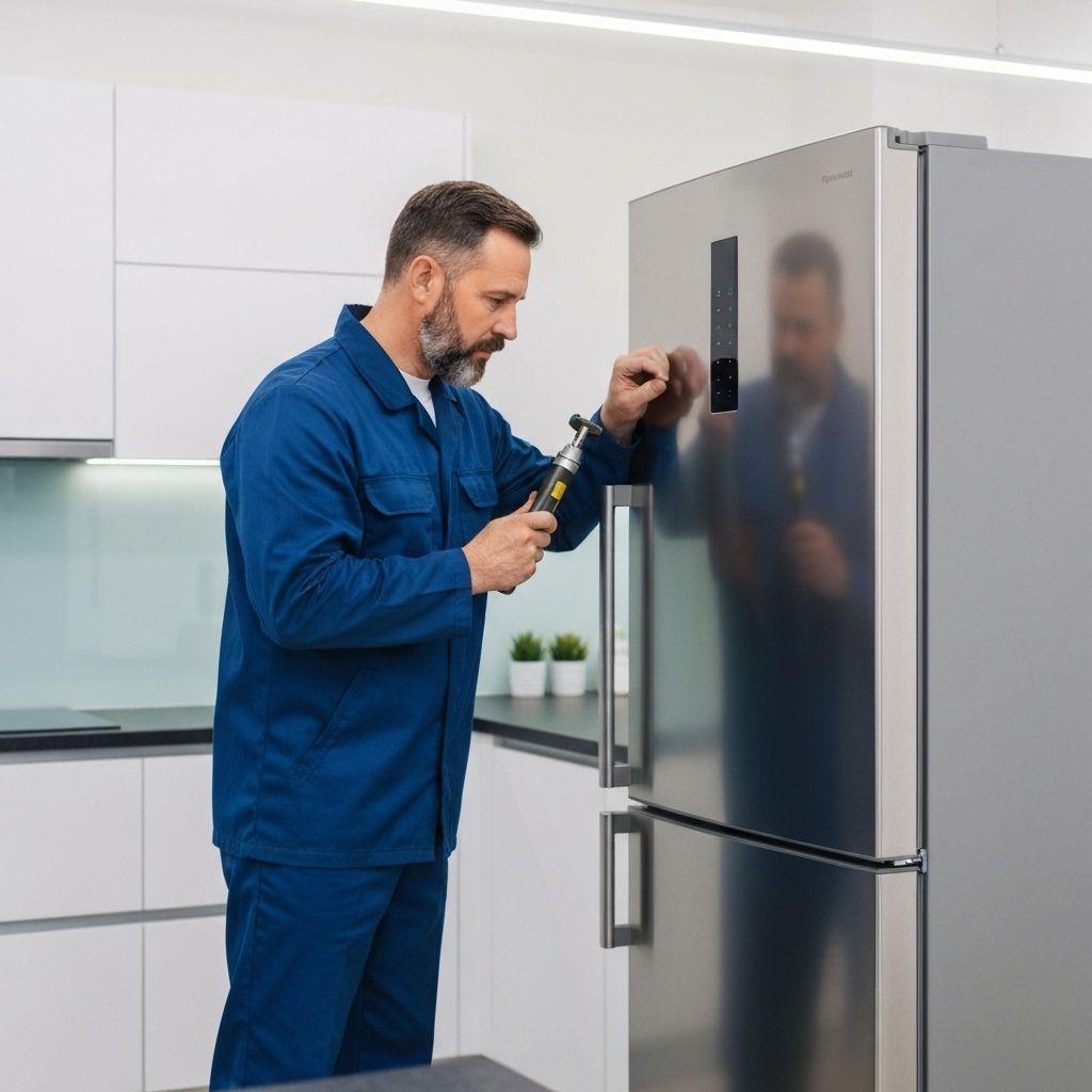 Professional technician repairing appliances